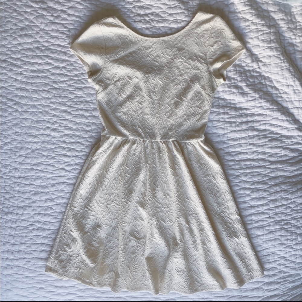 Quilted Cream Fit and Flare Dress